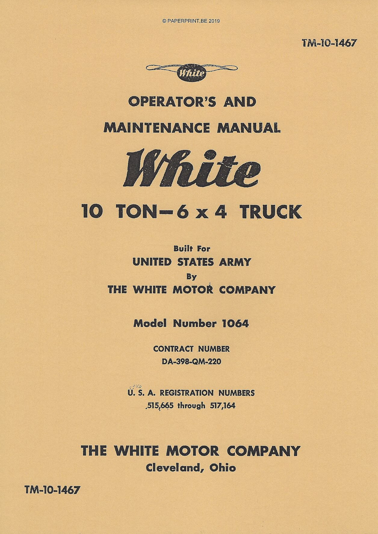 TM 10-1467 US WHITE 6x4 MODEL 1064 OPERATORS AND MAINTENANCE MANUAL